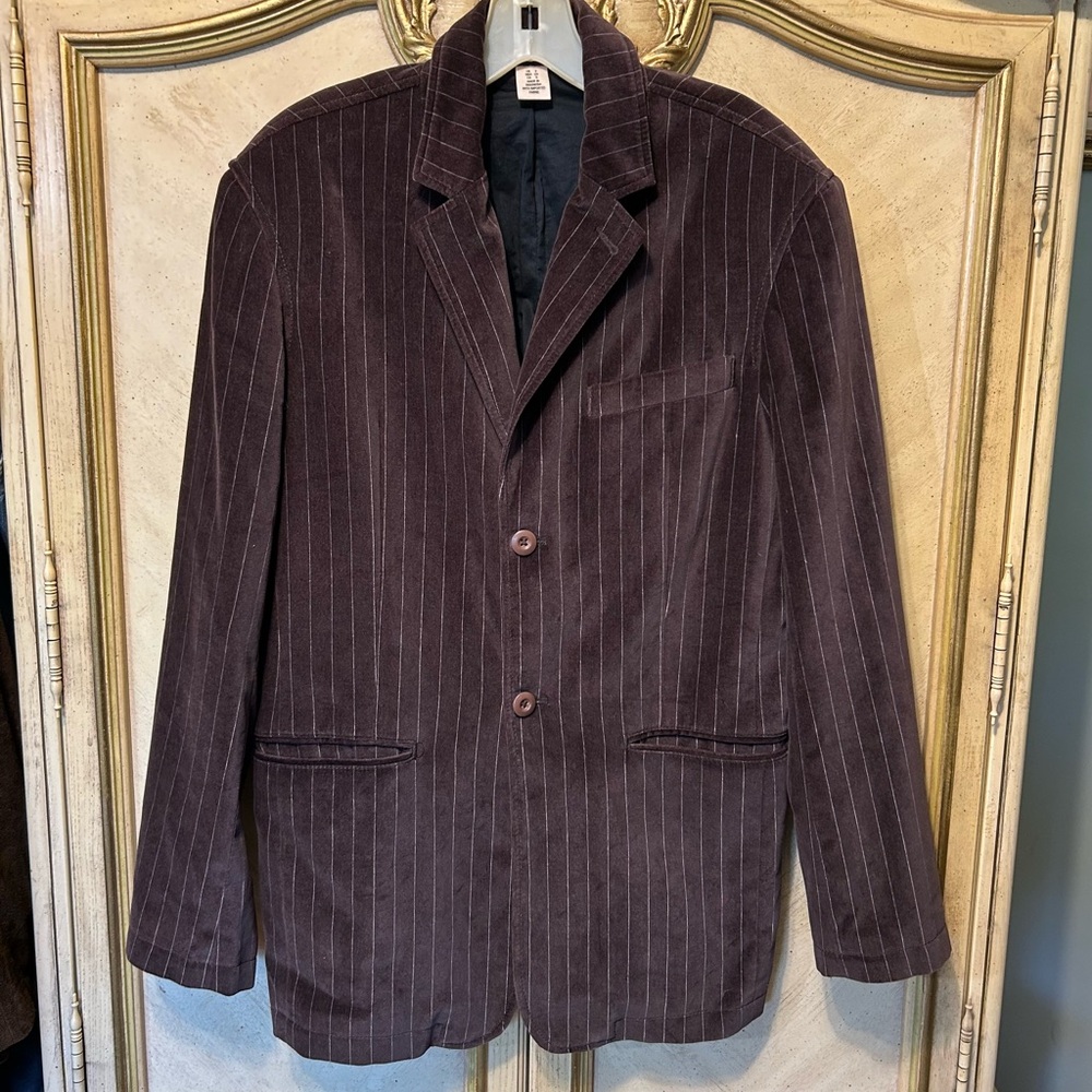 DKNY Brown Velvet Pinstripe Blazer Jacket